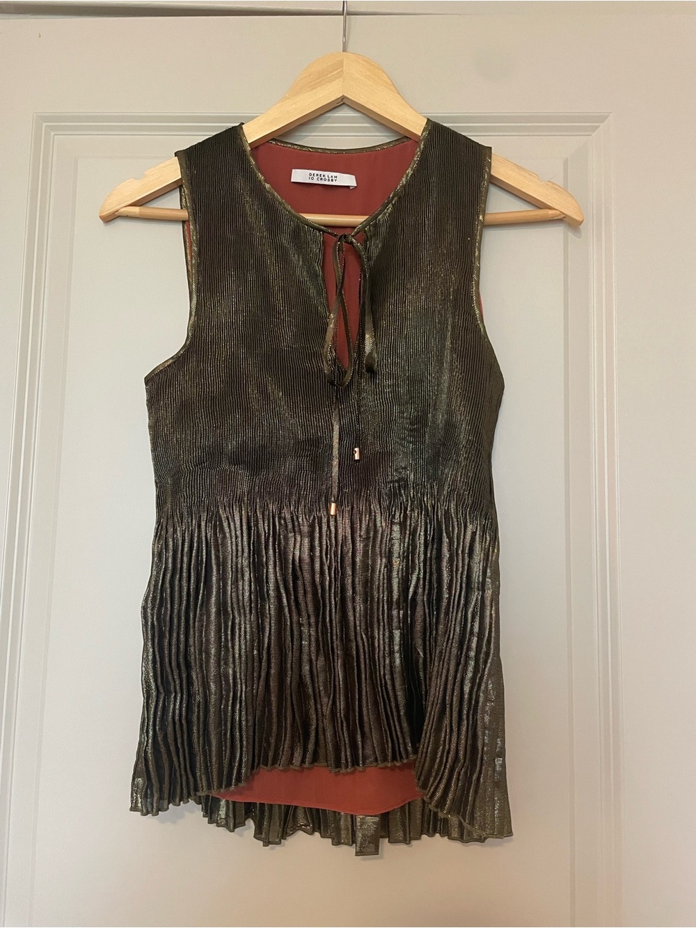 Derek Lam 10 Crosby Metallic Pleated Sleeveless Tunic